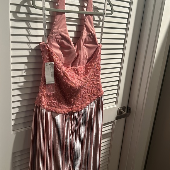 NWT CHICAS Pink Maxi Halter Back Dress with Beaded Top. Size XL - Picture 2 of 8
